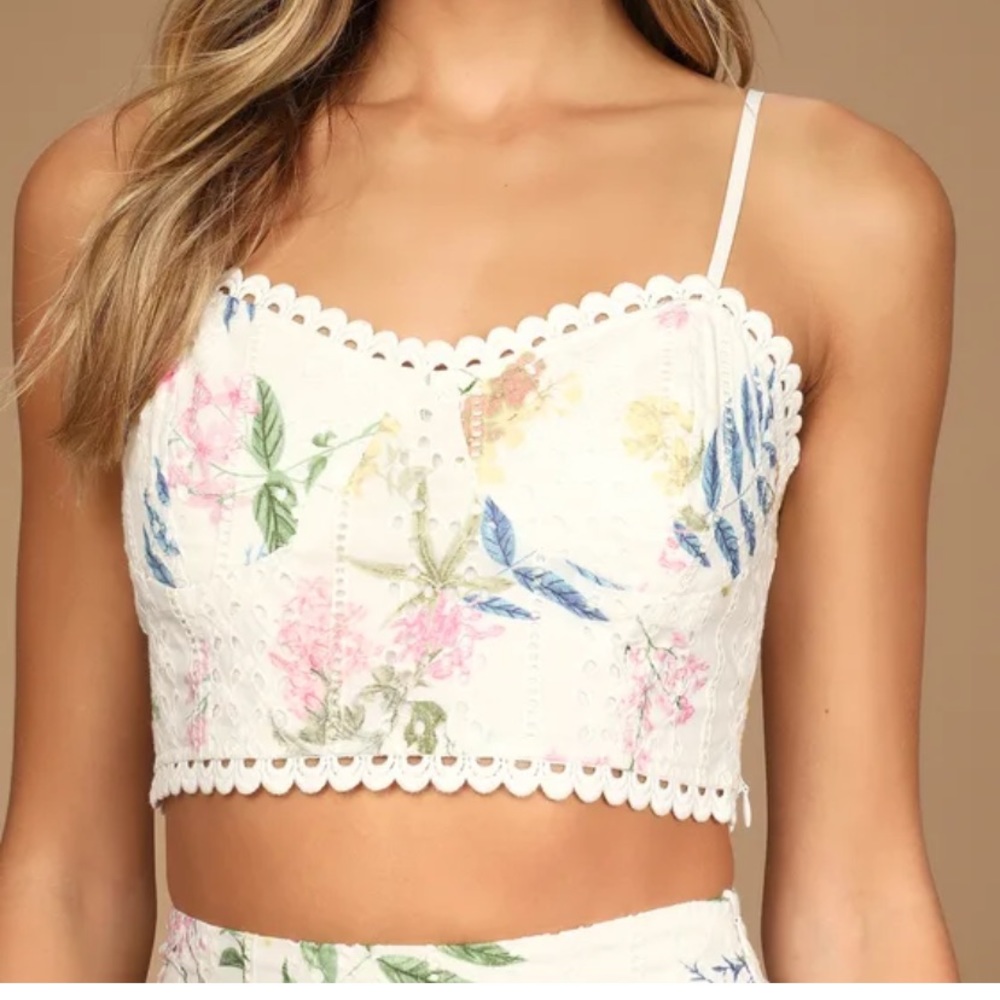 Lulu’s Sweet At Heart White Floral Embroidered Two-Piece Midi Dress NWT UNOPENED - Picture 2 of 7